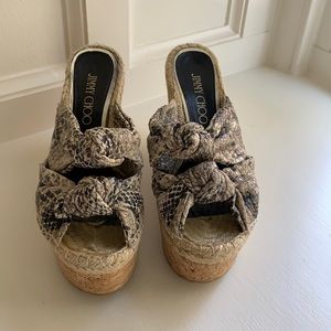 Jimmy Choo Snake Print Leather Platform Sandals